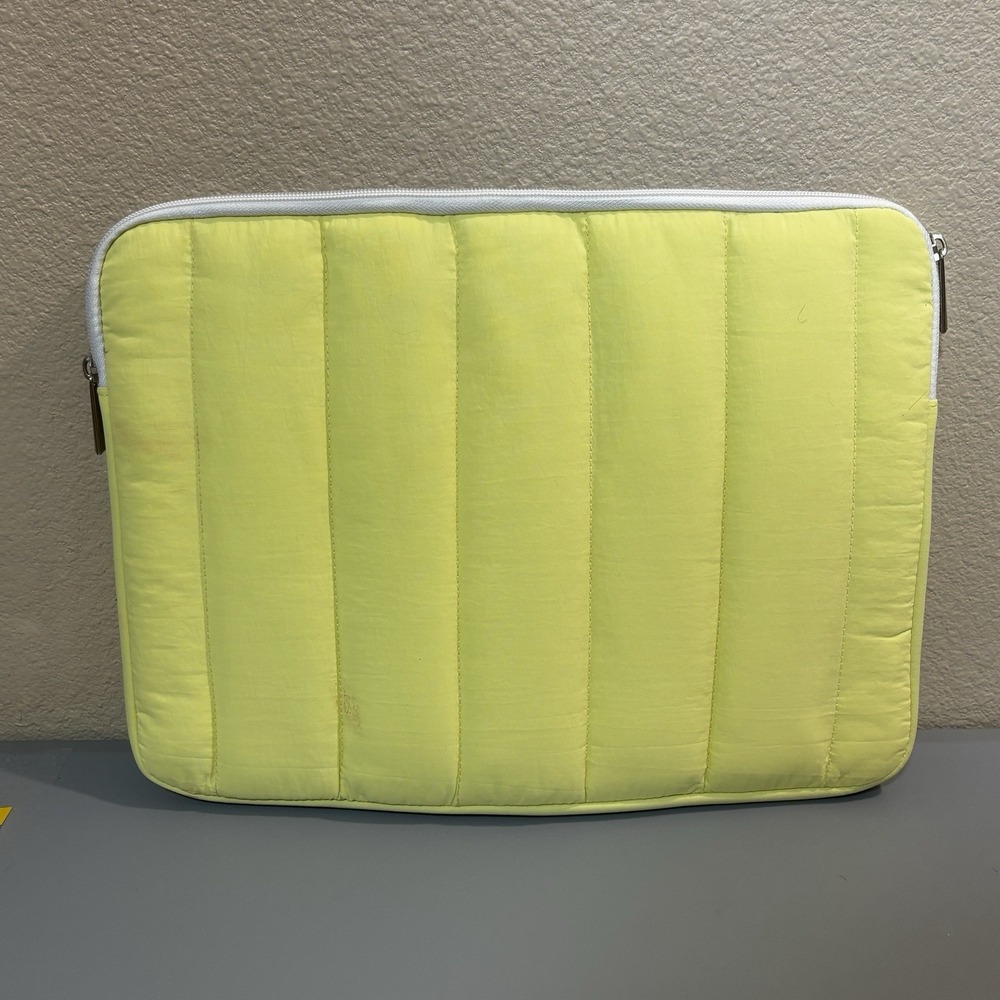 Sunny‎ Yellow Padded Computer Tech laptop sleeve Zip Gray Soft Interior Clean